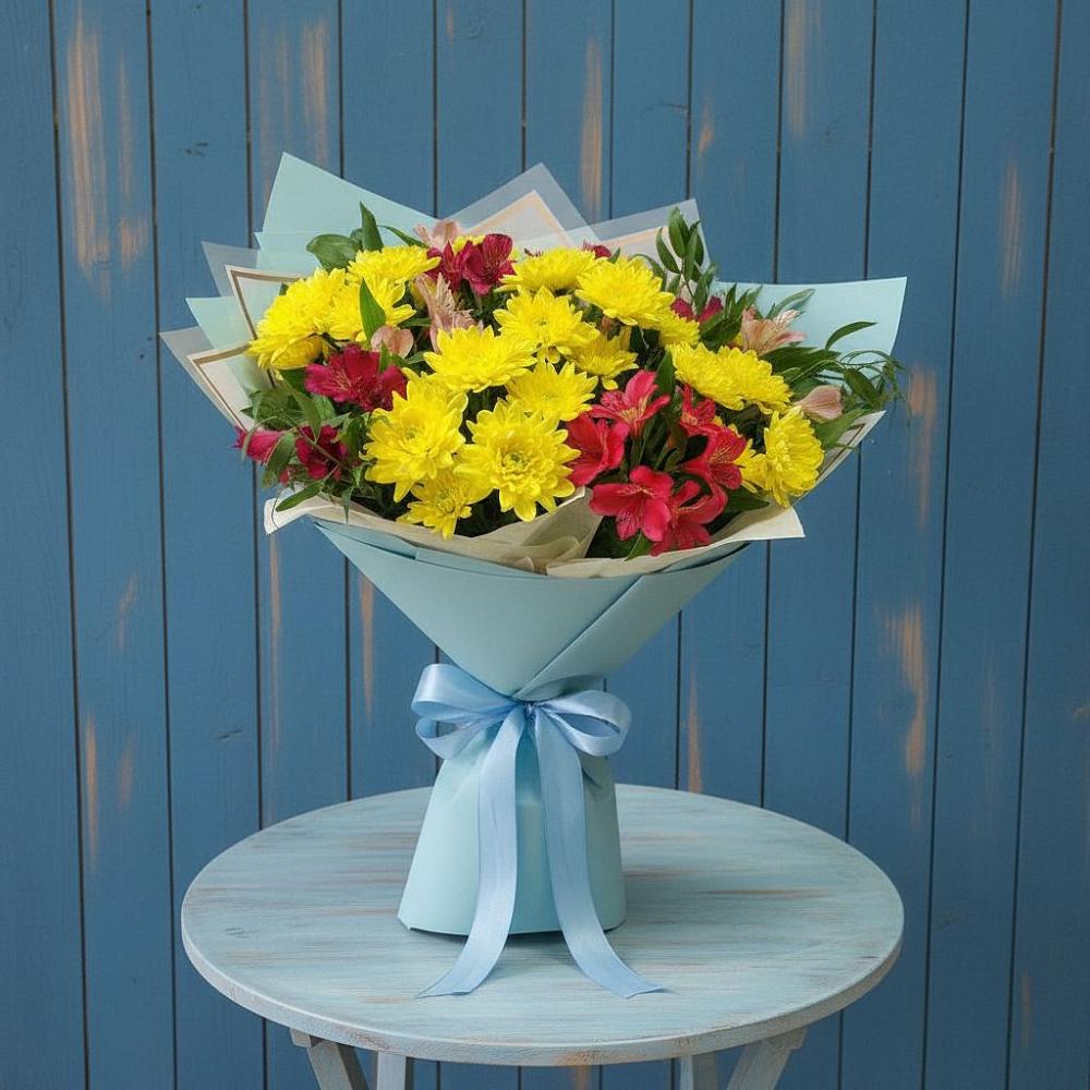 Букет цветов из: Альстромерии и Хризантемы в Сеймчане