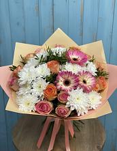 Букет цветов из:  Розы, Герберы и Хризантемы в Сеймчане