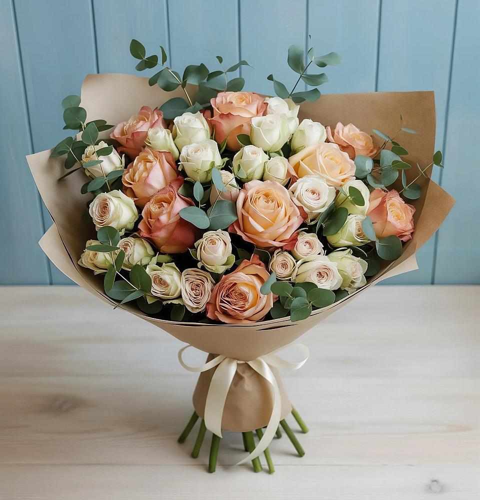 Букет цветов из: Альстромерии и Розы в Сеймчане