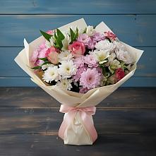 Букет цветов из:  Хризантемы, Альстромерии и Розы в Сеймчане