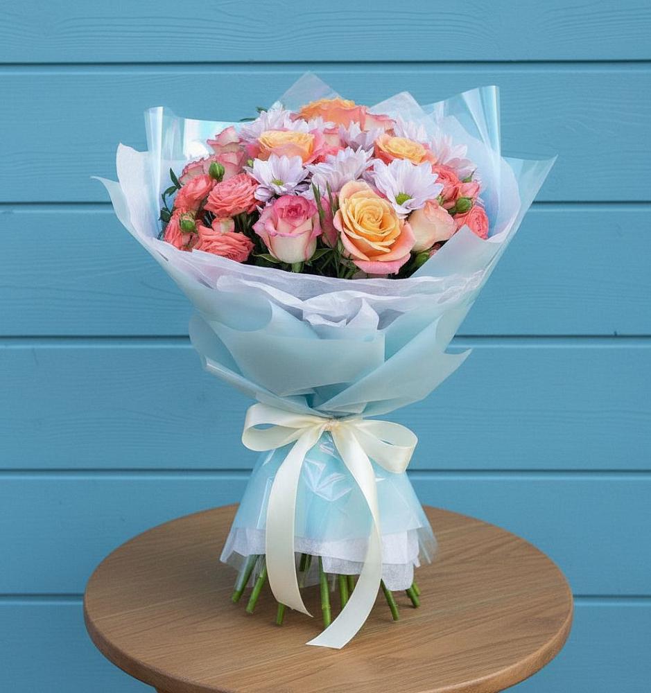 Букет цветов из: Хризантемы и Розы в Сеймчане