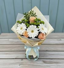 Букет цветов из:  Герберы, Розы и Хризантемы в Сеймчане